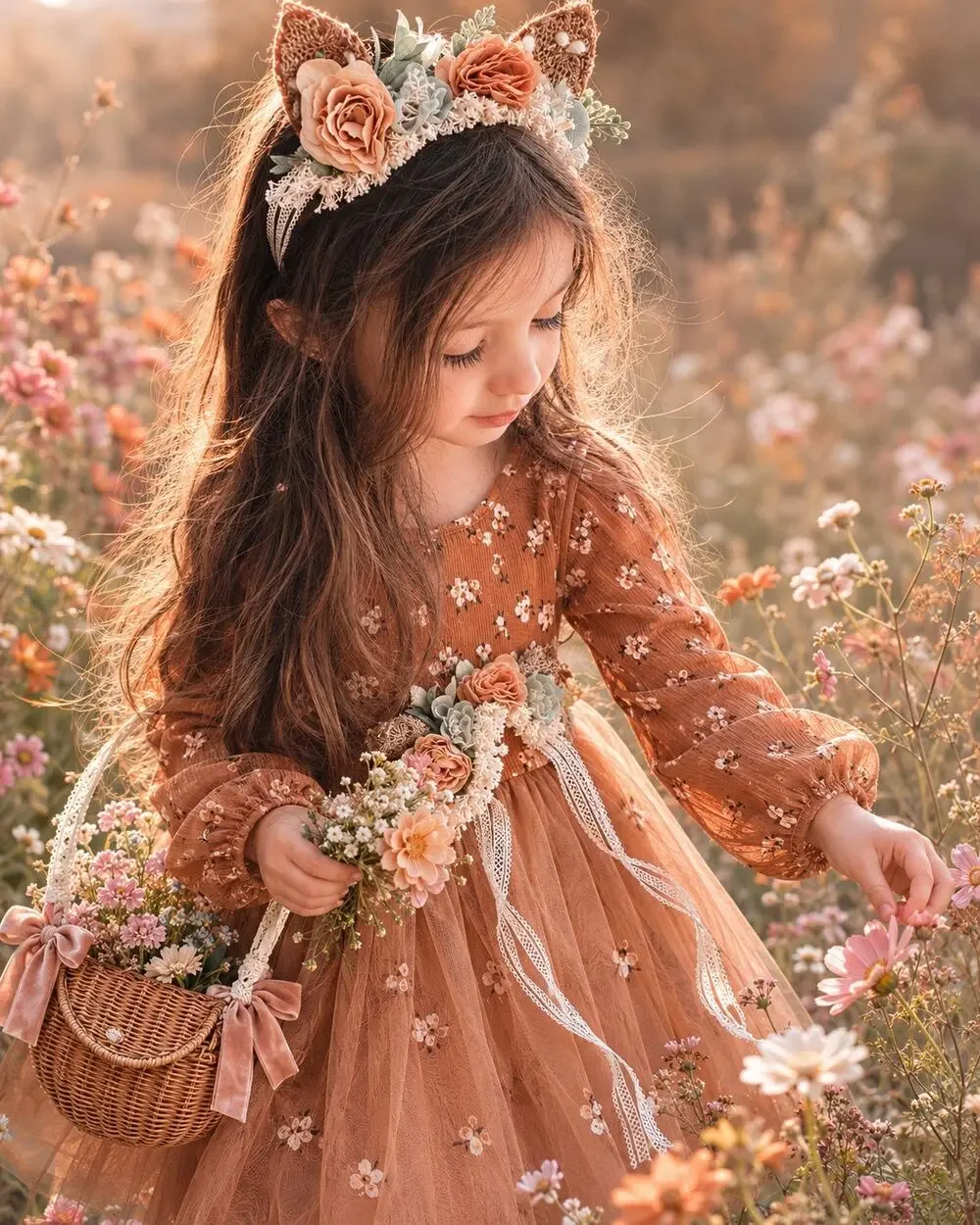 Darling Woodland Deer storybook meadow Floral heirloom Headpiece Headband